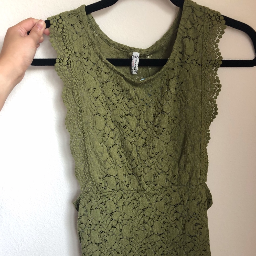 Free People olive lacy sleeveless top